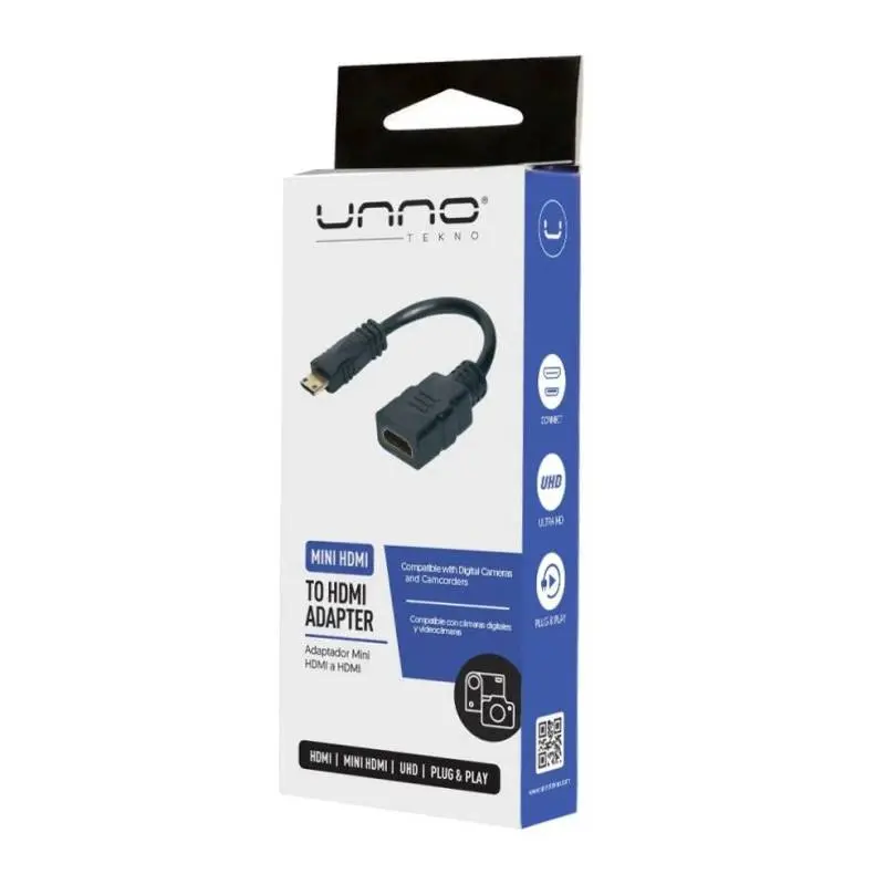 ADAPTADOR MINI HDMI MACHO TO HDMI HEMBRA UNNO TEKNO AD3005BK