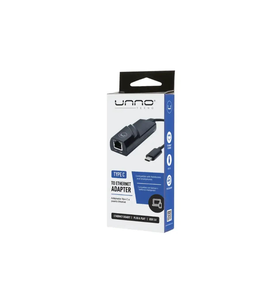 ADAPTADOR UNNO NOTIPO-C A LAN RJ45 GIGABIT AD3002BK