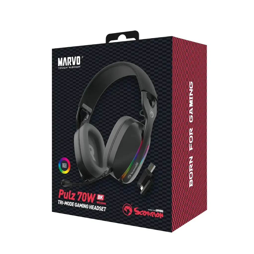 AUDIFONO MARVO HG9086W BK PULZ 70W WIRELESS