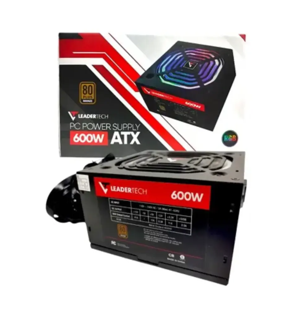 FUENTE DE PODER LEADERTECH 600W 80+BRONCE RGB BLACK