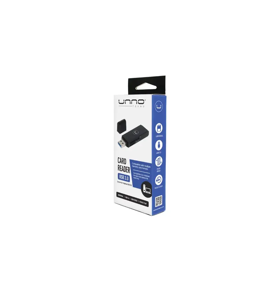 LECTOR DE TARJETAS SD Y MICROSD UNNO TEKNO USB 3.0 CR1004BK