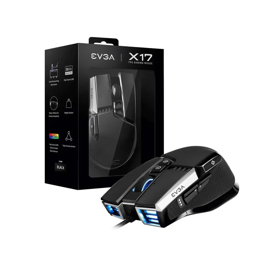 MOUSE EVGA X17 8K USBMNEGRO 16000DPI 10 BOT
