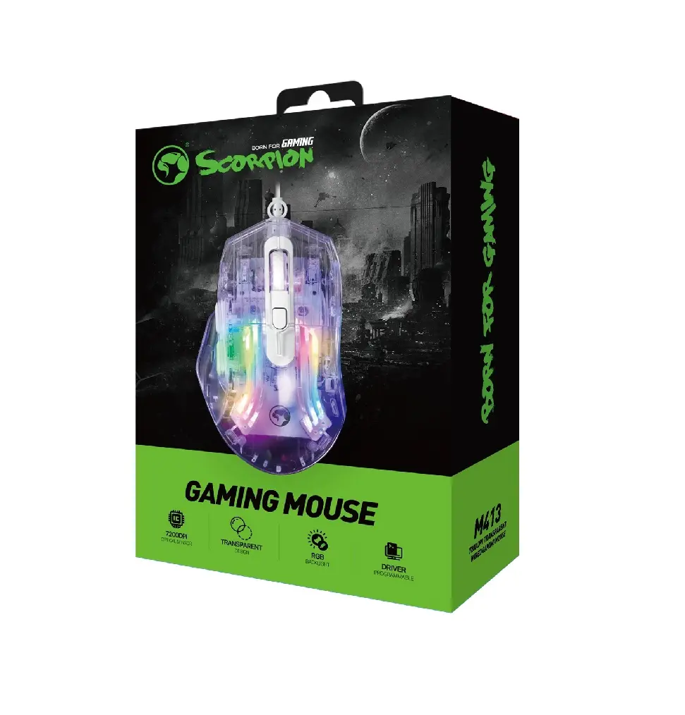 MOUSE MARVO M413 MISTIC 40 TRANSPARENTE 7200dpi