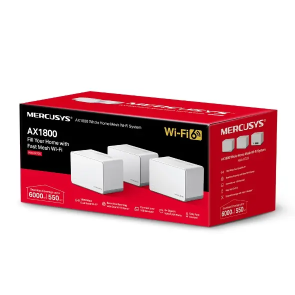 SISTEMA MESH MERCUSYS HALO H70X AX1800 (3 PACK) WiFi 6