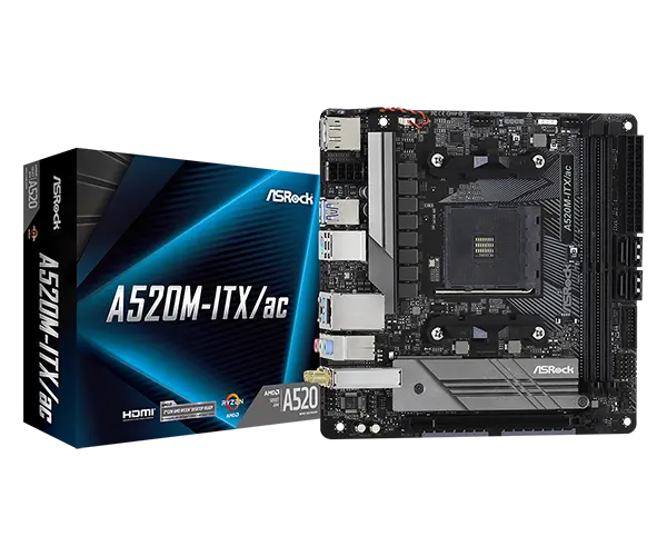 TARJETA MADRE ASROCK A520M-ITX/ac WIFI AM4 DDR4