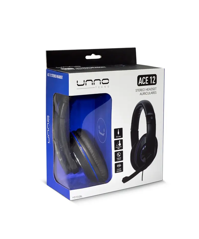 AUDIFONOS UNNO TEKNO ACE12  PULG 3.5MM HS7212BL