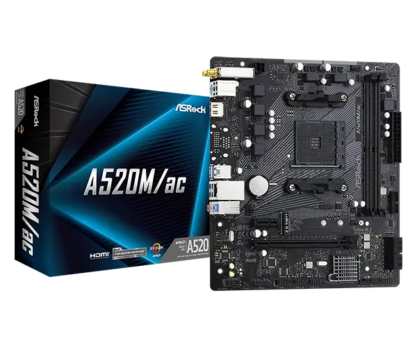 TARJETA MADRE ASROCK A520M/ac WIFI M.2 AM4 DDR4