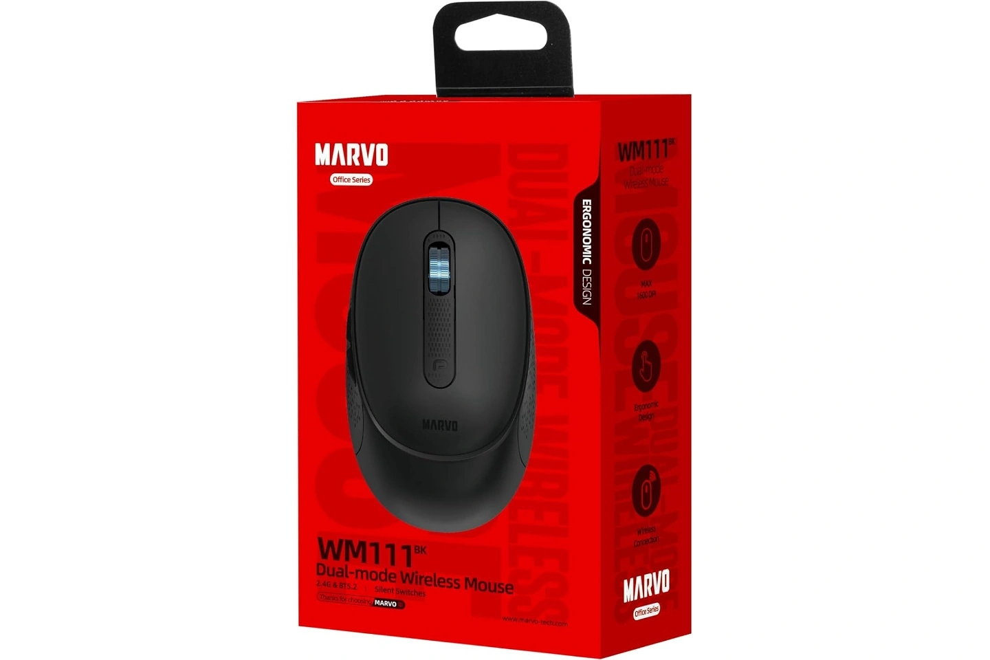 MOUSE MARVO INAL WM111 NEGRO RECARGABLE 
