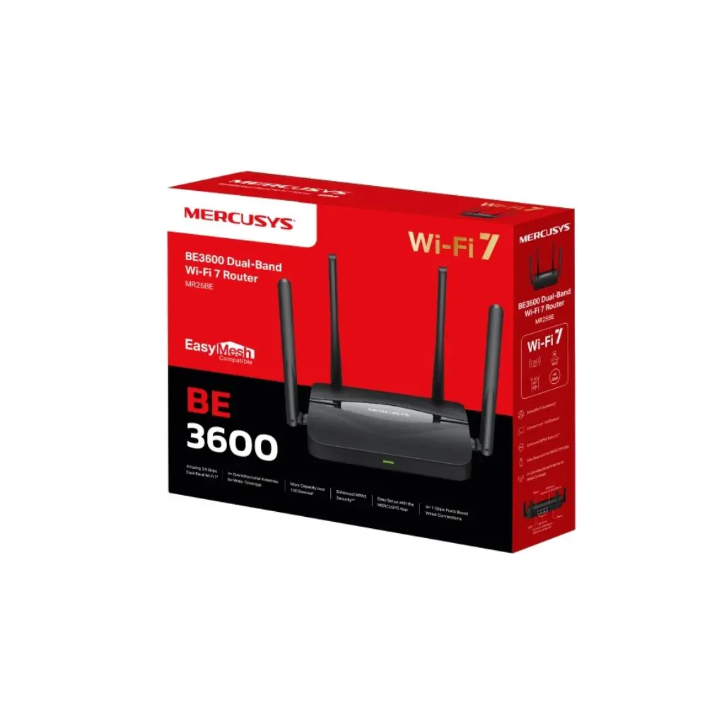 ROUTER MERCUSYS BE3600 4ANTENAS DUAL-BAND MR25BE WiFi 7 EASY-MESH