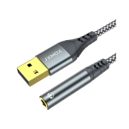 ADAPTADOR JXMOX USB A 3.5mm Audio TRRS 4-Pole Female External Headphones, Mac, PS4, PS5, PC, Laptops, Desktops 