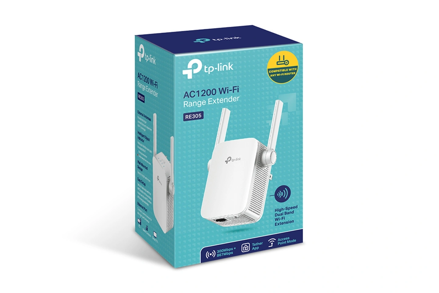 EXTENSOR DE RANGO WIFI AC1200 TP-LINK 1.2Gbps , Dual Band 5GHz/2.4GHz. (RE315)