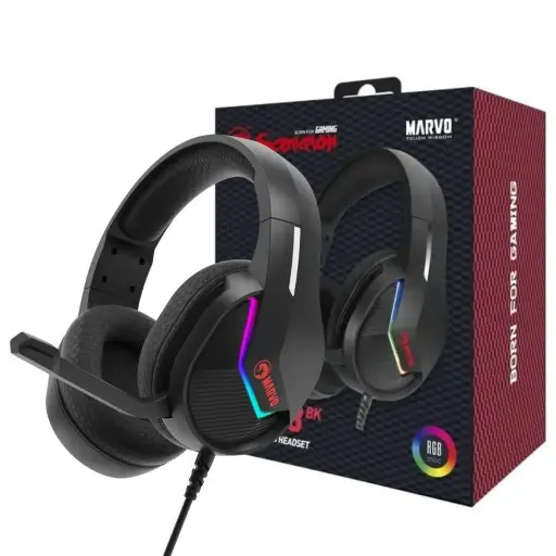 [6932391930021] AUDIFONO MARVO TACTIC 40 H8618 BK RGB ESTATICO USB