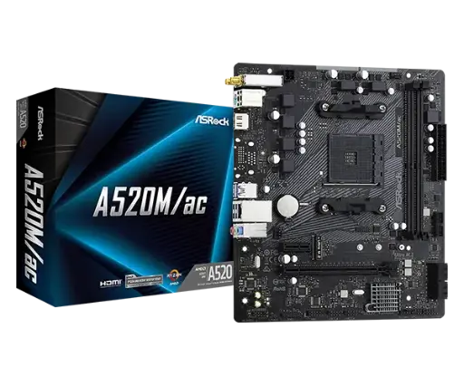 [02243] TARJETA MADRE ASROCK A520M/ac WIFI M.2 AM4 DDR4