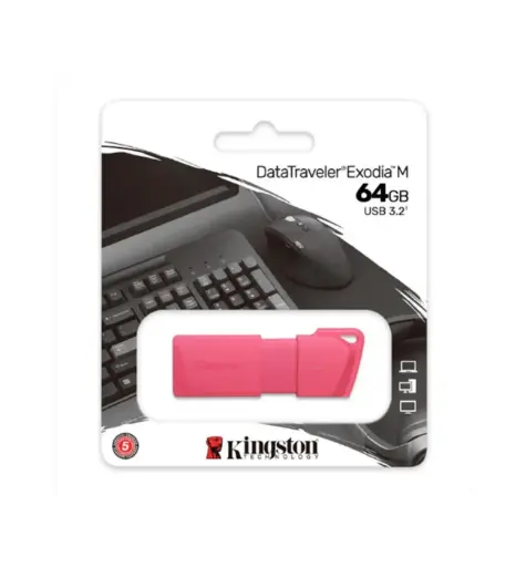[740617336313] PENDRIVE KINGSTONE 64GB USB 3.2 EXODIA ROSADO NEON