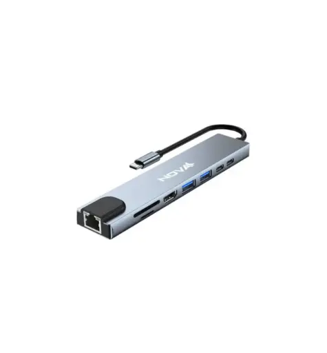 [7908347907187] HUB INTELIGENTE NOVA FAA383CC 8 EN 1 USB-C 1 PUERTO